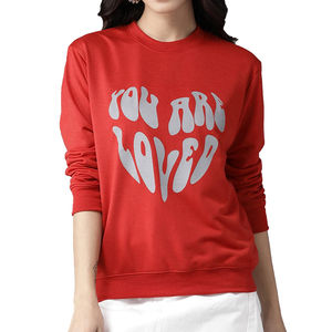 Vente chaude Sweat-shirts en molleton de coton à manches longues avec impression sur le devant pour femmes Service OEM - Product Image 1