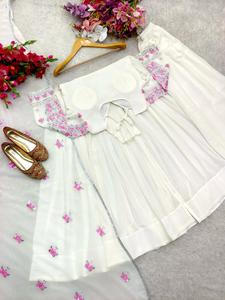 Nuevo conjunto de Fox Georgette Gwon Plazzo y Dupatta, ropa india y pakistaní completamente cosida, lista para usar - Product Image 4