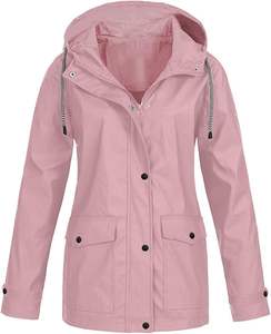 Chaqueta Cortavientos Deportiva Hedus para Mujer, con Capucha, Larga, a Rayas, Impermeable, para Exteriores, con Capucha y Protección Contra el Viento - Product Image 2