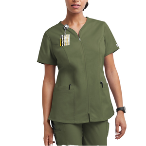Blouse d'hôpital unisexe à manches courtes en coton et polyester tissé, extensible dans les 4 sens, avec détection d'aiguilles, personnalisable, marque OEM - Product Image 1