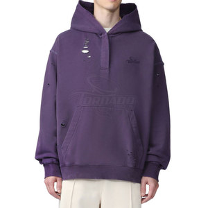 Haute qualité confortable en détresse Hoodies jeunesse décontracté hiver porter nouveau Style solide séchage rapide respirant épais tissu à capuche - Product Image 4