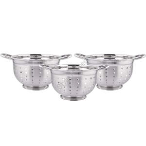 Ensemble de passoire allemande en acier inoxydable de qualité supérieure Passoire 3 pièces avec poignée en forme de tuyau Design élégant CLASSIQUE Poli miroir - Product Image 1