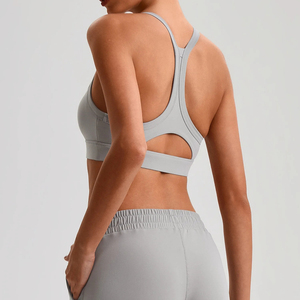 Seamless Nylon Spandex Racerback Plaid Sports <b>Bra</b> Women High Support Eco-Friendly Breathable Fitness Training Yoga Activewear - Product Image 2