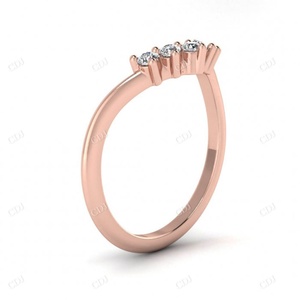 Joyería de moda, anillo de boda de diamante cultivado en laboratorio de corte redondo, anillo de apilamiento de banda curva para mujer, joyería personalizada, anillo de promesa para mujer - Product Image 2