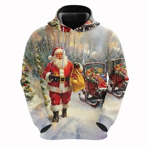 Sudaderas con Capucha Unisex Navideñas 2025, Tops Casuales para Hombre y Mujer con Estampado 3D de Papá Noel - Product Image 4