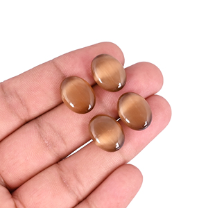 Cabujones de Piedras Preciosas Sintéticas de Ojo de Gato Marrón de Alta Calidad, 12x16 mm, Ovalados, Tamaño Personalizado para la Fabricación de Joyas, Lote de Piedras Preciosas - Product Image 1