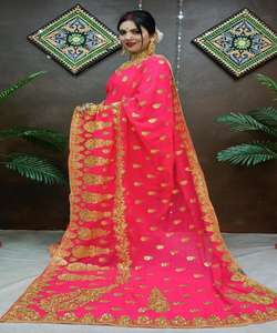 La última ropa hermosa e informal, Sari estampado de seda con pieza de blusa, ropa de mujer india, Sari, precio bajo, venta al por mayor, ropa de Surat - Product Image 6