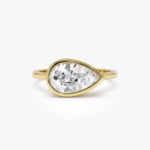 1.5 Carat Pear Brilliant Cut Lab Grown Diamond East West <b>Solitaire</b> Engagement <b>Ring</b> Modern 14K Gold Elegant Design - Product Image 1