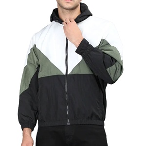 windbreak Plain Design Black and White Fashionable Custom Zipper up Windbreaker <b>Jacket</b> for Men 2026 - Product Image 1