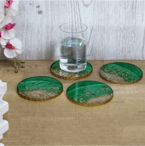 Sous-verres en bois de noyer en résine expansible pour la maison déco sous-verre en bois en résine époxy sous-verre de luxe personnalisé pour boisson - Product Image 3
