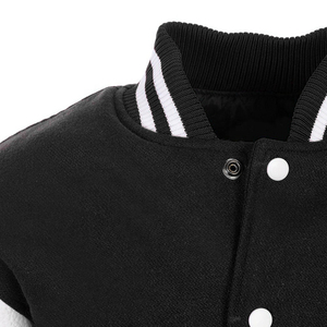 Unisex Varsity Letterman Jacket with Black Wool Body and Real Leather Sleeves High School CollegeBaseballjacket for men - Product Image 6