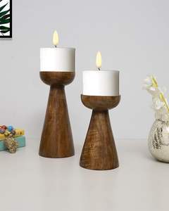 Candelabro de madera de mango único hecho a mano, soporte para tarro de linterna, decoración de mesa de madera Natural para fiestas, hogar, oficina, uso navideño - Product Image 6