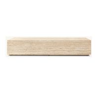 Table basse rectangulaire contemporaine de luxe de conception italienne en travertin naturel beige, meubles de salon