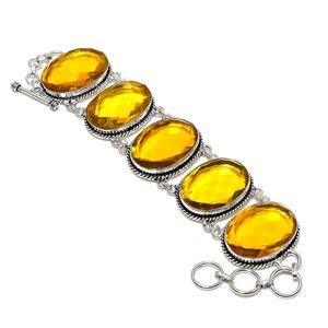 Miel Topaze Gemme Fait À La Main 925 Bracelet En Argent Sterling Miel Topaze Bracelet Bijoux Bracelet Cadeaux pour Amour, femme Porter - Product Image 1