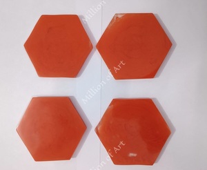 ที่รองแก้วทำด้วยมือทำจากเรซิน Dia10cm ใหม่สีฟ้าเป็นมิตรกับสิ่งแวดล้อมหนา10มม. กำหนดโลโก้ได้อย่างดีเยี่ยมตกแต่งบ้านแบบคลาสสิกถ้วยชา - Product Image 5