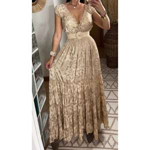 Bohemian Paisley Print Maxi <b>Dress</b> <b>Short</b> Sleeve V Neck Summer Elastic Waist Maxi Vintage Style Resort Wear With Belt Long <b>Dress</b> - Product Image 6