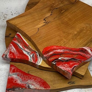 Latest Look New Design Best <b>Epoxy</b> Resin Acacia Wood Coaster Handmade Wooden Drink Tea Coaster From India - Product Image 1