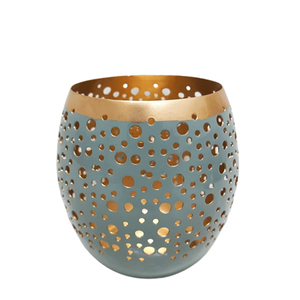 Juego de 3 linternas de diseño moderno para decoración de fiestas y festivales, linterna votiva redonda de hierro, color verde y dorado, tamaño grande, personalizada - Product Image 1