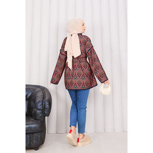 Ethnic <b>Pattern</b> <b>Quilted</b> <b>Jacket</b> with Reversible Satin Outer Floral Linen Lining XL Polyester/Cotton Filling for Spring Autumn - Product Image 6