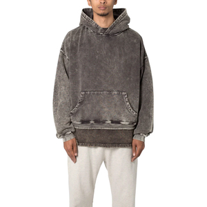 Sweat à capuche pour homme en coton mélangé de haute qualité, lavage à l'acide, uni, hiver, logo personnalisé, design léger, séchage rapide - Product Image 1