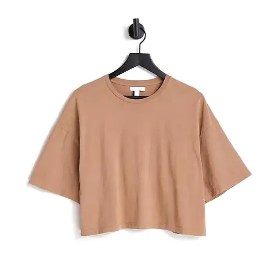 Factory Custom Wholesale Women Apparel Plain Crop Top Tee Cotton Breathable Casual Cropped T shirt
