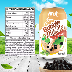 330ml de thé à bulles Vinut sans sucre faible en gras/faible en glucides dans une boîte en étain-OEM/Boisson de marque privée de Nam Viet Foods & Beverage JSC - Product Image 3