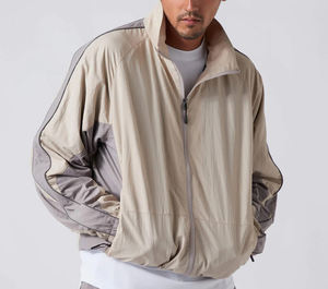 Veste coupe-vent en nylon imperméable pour homme de haute qualité OEM, respirante, à capuche, décontractée, fermeture éclair, grande taille, contraste de couleurs, été - Product Image 5
