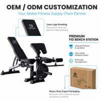 Banc de musculation multifonctionnel FID avec cadre en acier 70x50mm, réglable, station de curl des triceps et station de musculation des jambes pour entraînement de force à domicile