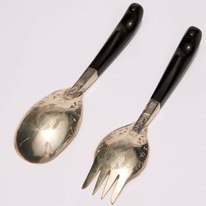 Ensemble de couverts en corne de buffle marron et noir Outils de service en corne légère de luxe uniques pour salade Top vente en Inde 41 - Product Image 2