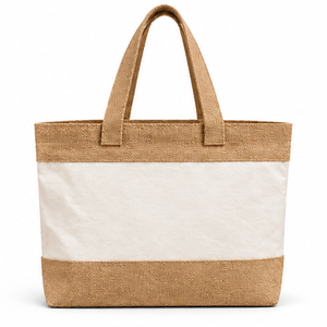 Bolsa de Mano de Lona de Algodón Natural de Dos Tonos, 19x14x6 Pulgadas, 350 GSM, Logotipo Personalizado, Reutilizable, con Refuerzo, para Compras o Regalos, PriGlob Exim - Product Image 2