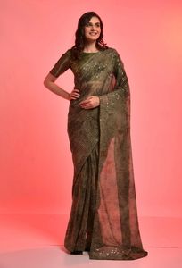Laatste Aankomst Stijlvolle Feestkleding Zware Chiffon Saree Met Volgorde Borduurwerk Beste Kwaliteit Laagste Prijs Leverancier Surat - Product Image 4