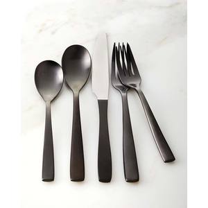 Mirrored Polish <b>Steak</b> <b>Knives</b> with Fork Silver Black Finished Flatware Cutlery Set Table <b>Knife</b> Fork Serving Set - Product Image 5