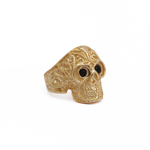 Onyx noir crâne plaqué or gravé bague Unique Style Boho réglable Onyx pierres précieuses bijoux en laiton délicat pierre de naissance anneaux - Product Image 4