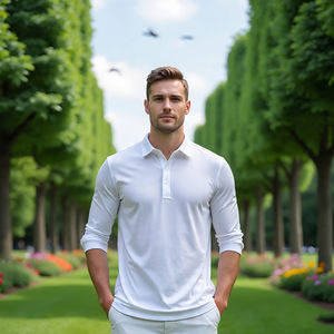 Polo de golf décontracté en coton uni à manches courtes pour hommes T-shirt à col rabattu de haute qualité pour hommes - Product Image 4