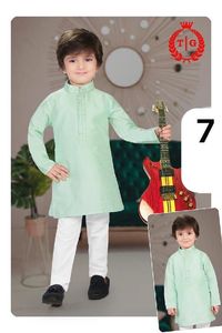 Conjunto Kurta de pijama de algodón y seda para niños, Ropa Étnica india tradicional para festivales, ceremonias de fiesta, indio pakistaní - Product Image 4