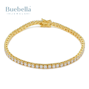 Elegante pulsera de tenis de moissanita chapada en oro de 14 quilates de Plata de Ley 925 de 3mm para hombre, regalo de joyería para él - Product Image 1