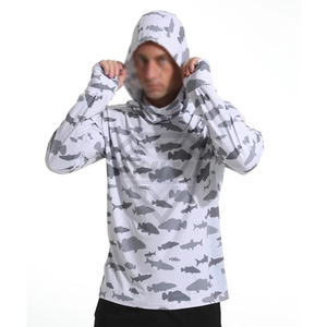 Sudadera con Capucha Personalizable Gris de Manga Larga para Torneos de Pesca, con Protección Solar UPF 50, Diseño Moderno, Secado Rápido y Transpirable - Product Image 1