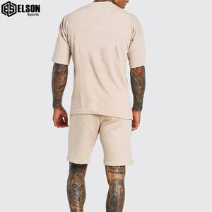 Vêtements de sport 100% coton pour hommes-T-shirts et shorts de jogging d'entraînement sans couture respirant pas cher prix ensemble jumeau grande taille pour l'été - Product Image 6