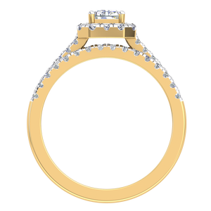 Bague de mariage en or jaune et blanc massif 9 carats pour femme, diamant de laboratoire de 1 carat, clarté VS, couleur EF, taille Radiant, luxe, IGI - Product Image 5