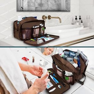 Bolsa de afeitar de cuero genuino al por mayor, bolsa organizadora de viaje, bolsas de cosméticos con cremallera de belleza, bolsa de maquillaje para mujer, neceser para hombre - Product Image 6