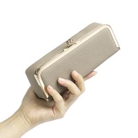 Étui à lunettes Ando Bag en cuir de vachette véritable avec miroir, fermeture à pression, organiseur de voyage pour lunettes de soleil et bijoux