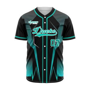 Sublimación personalizada Uniforme de béisbol Jerseys Conjuntos Poliéster Hecho Cuello en V Botón Abajo Adultos Ropa deportiva Jersey de béisbol - Product Image 3