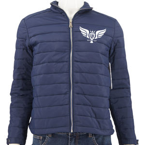 Veste matelassée légère bleu marine pour homme, veste d'hiver zippée avec col montant, vêtement d'extérieur décontracté et chaud - Product Image 3