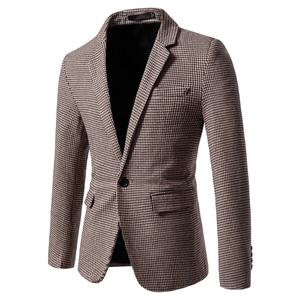 Nuevo otoño hombres Houndstooth Blazers chaquetas hombre negocios Casual Slim Fit trajes abrigos buena calidad hombre Blazers abrigos tamaño - Product Image 1