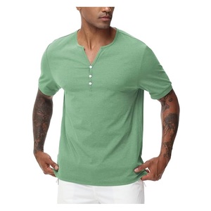 Mejor Venta de calidad de exportación superior color sólido manga corta cuello en V 100% algodón camiseta de un solo jersey de precio de fábrica de Bangladesh - Product Image 3