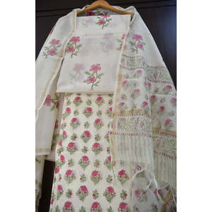 Conjunto de Salwar Kameez de Seda con Estampado Floral Hecho a Mano para Mujer, con Top, Pantalón y Dupatta, para Uso Casual - Product Image 2