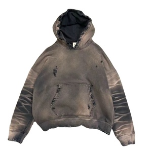 <b>Top</b> Quality Custom 100% Cotton Heavyweight Acid Wash Vintage French Terry <b>Distressed</b> Pink Sun Faded Zip up Hoodie - Product Image 1