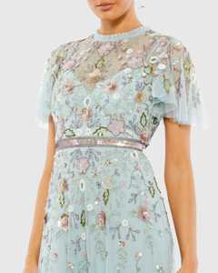 ชุดราตรีปักเลื่อมลูกปัดแขนยาวครึ่งแขนชุดปาร์ตี้งานพรอมผ้าชีฟองทอจากธรรมชาติ - Product Image 2