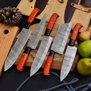 हस्तनिर्मित हाथ जाली दमिश्क इस्पात महाराज चाकू सेट रसोई के चाकू