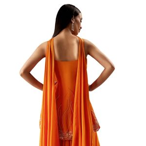 Vente de gros Costume Palazzo Georgette orange avec Dupatta Vêtements ethniques pour femmes Usine de vêtements OEM Fournisseur en vrac Mode personnalisée - Product Image 2